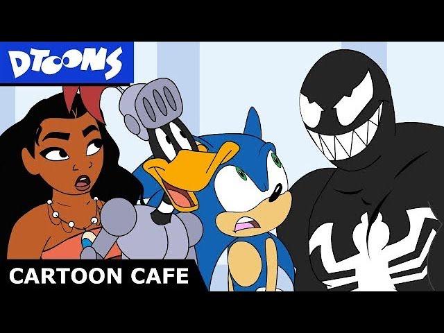 Moana, Space Jam, Sonic, + Venom in Cartoon Cafe! | Cartoon Crossovers by Dtoons