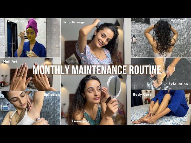 BEAUTY MAINTENANCE ROUTINE : what I do at Home! (Face, Brows, Nails, Hair + Body) || Garima Verma