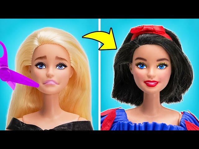 A True Princess Glow-Up for Barbie! ️ DIY Snow White Dress + Hair