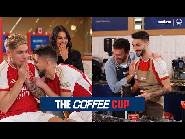 WHAT WAS THAT?!  | Jorginho, Smith Rowe and Vieira take on the Lavazza Coffee Cup challenge!