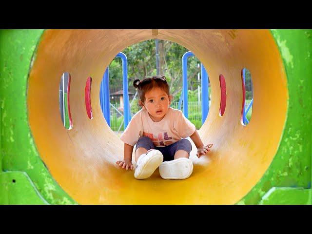 Aracelli & Keysha Playing at Playground - Have Fun Playing waterslide at Playground & swimming pool