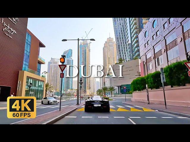  Dubai Driving Tour Downtown to The Palm Jumeirah, City and Vehicle Sounds - 4K 60 FPS