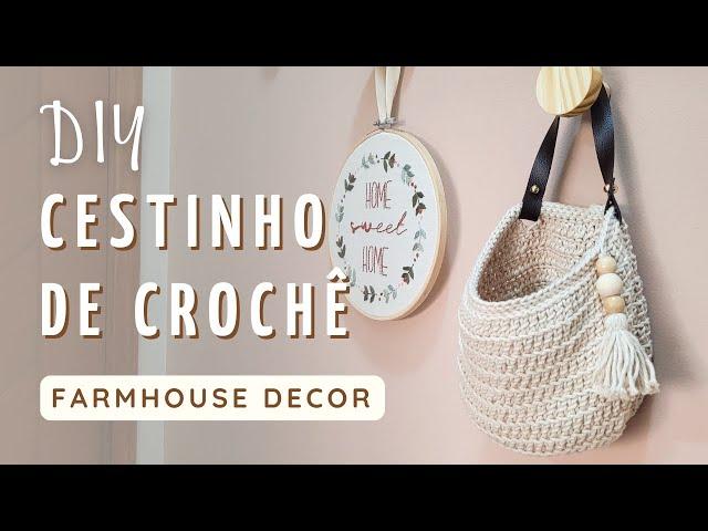 DIY - CESTO SUSPENSO de Crochê INSPIRADO NO PINTEREST - Faça Você Mesmo