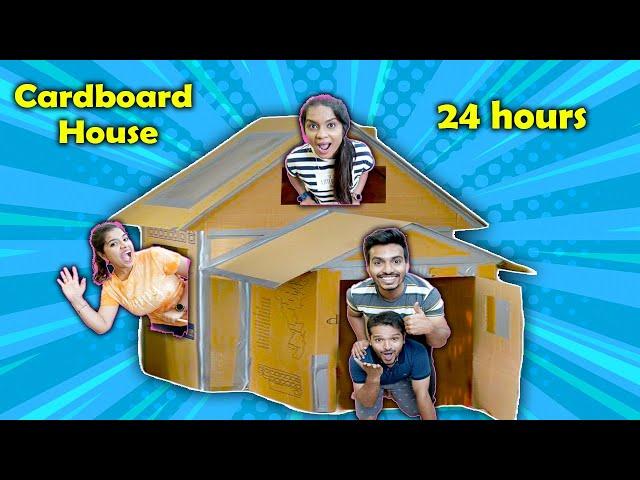 Living In Cardboard House For 24 Hours Challenge | Hungry Birds