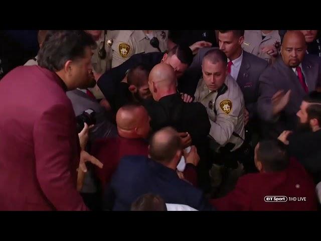 Khabib goes ham, jumps the fence