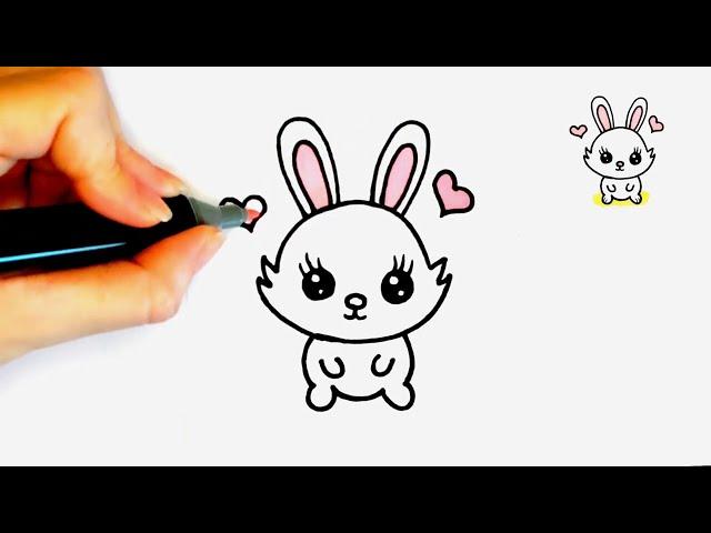 How to draw a Bunny   Animal drawing for kids   Cute bunny drawing for kids