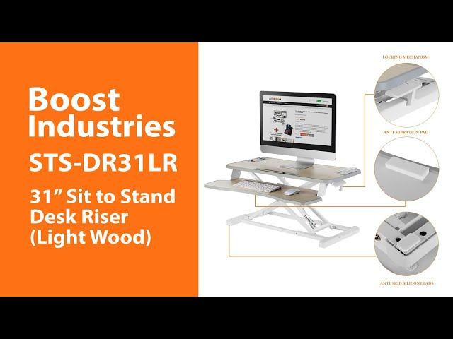 Boost Industries STS-DR31LW 31" Sit-to-Stand Desk Riser (Light Wood)