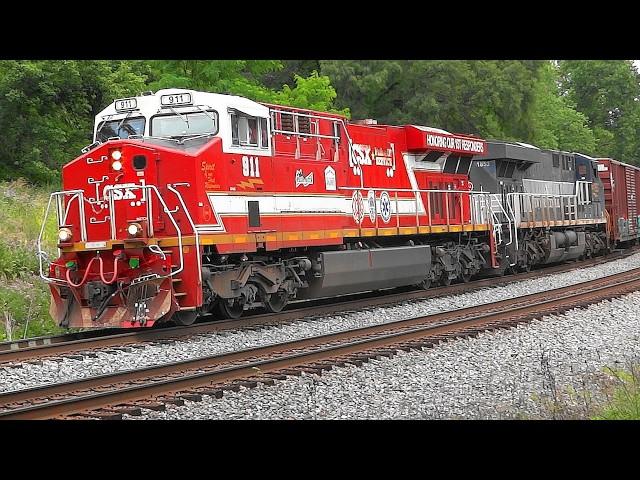  Great Set of Power  on CSX Mixed Freight Train 