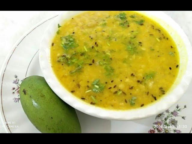 kachcha aam dal fry.....arhar ki khatti dal