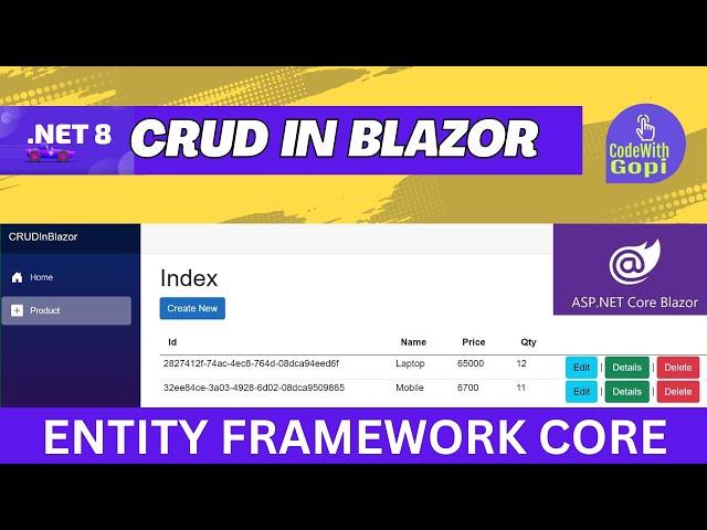 Blazor CRUD Operation with SQL Server: Step-by-Step Guide (using .NET 8.0) | BLAZOR CRUD OPERATIONS