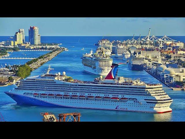 Cruise Ship Timelapse | Port Miami | Departures - 12-23-2024