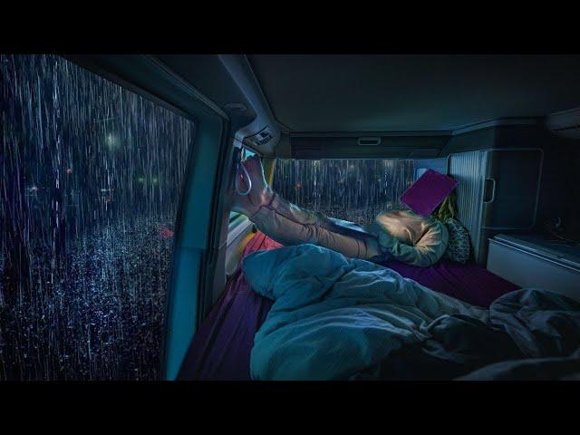 Heavy Rain on Camping Car Window for Deep Sleep - Night Thunderstorm for Insomnia #12