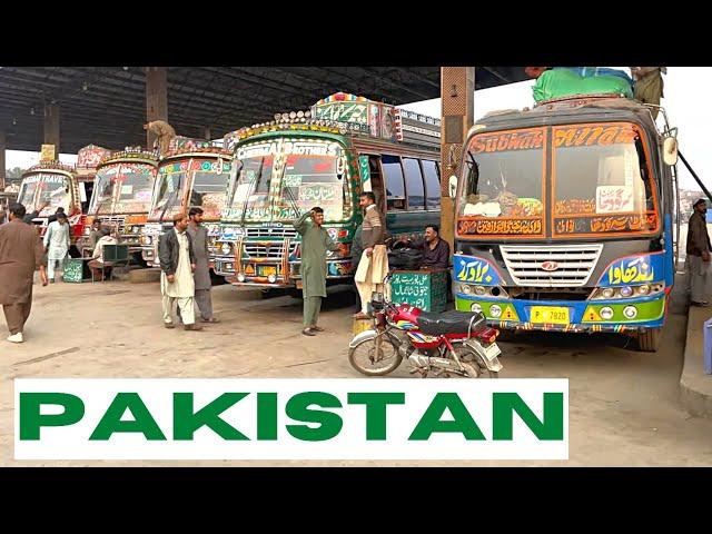 Faisalabad Pakistan Walking Tour BUSY LOCAL BUSS STATION