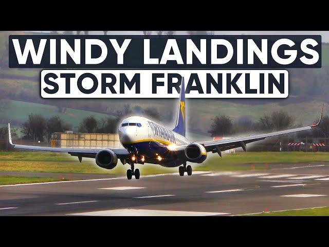 (4K) Planes LANDING in a STORM: Gusts, Strong Wind & Windshear at Bristol Airport (ATC Incl.)