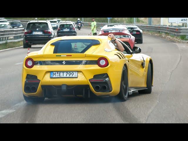 Ferrari F12 TDF - CRAZY Powerslides, Accelerations & Revs !