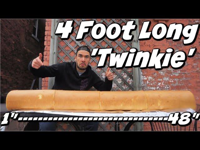 48" TWINKIE CHALLENGE! 4 FEET LONG | Giant Creme Filled Pound-Cake | Man Vs Food