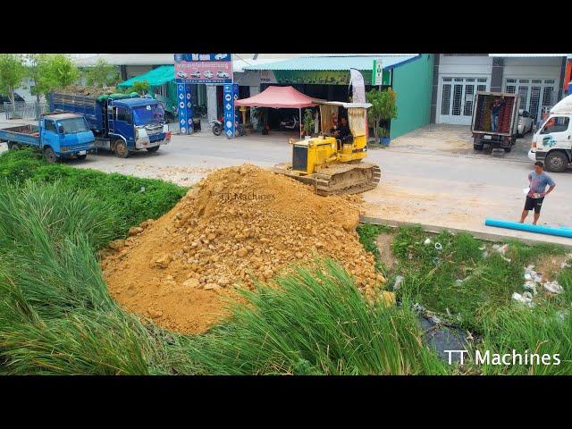 Great Job Mix 4VDO Staring New Project By Team KOMATSU Bulldozer Bulldozer Spreading Stone & Truck5T