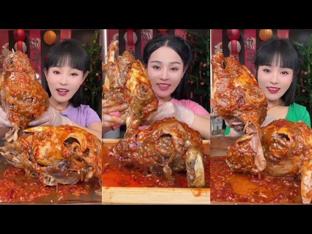 Chinese Food Mukbang Eating Show | Spiced Sheep's Head #132 (P524-526)