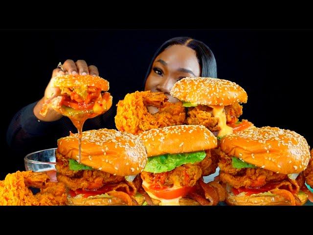 CRISPY FRIED SEAFOOD BURGER MUKBANG | MUKBANG | FRIED SEAFOOD MUKBANG | Mukbang | Asmr