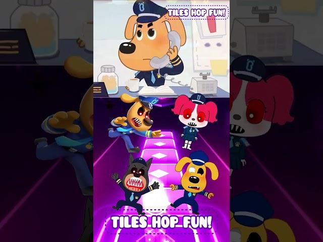 SHERIFF LABRADOR EXE vs SHERIFF PAPILLON vs DOBIE EXE X Coffin Dance Tiles Hop #shorts