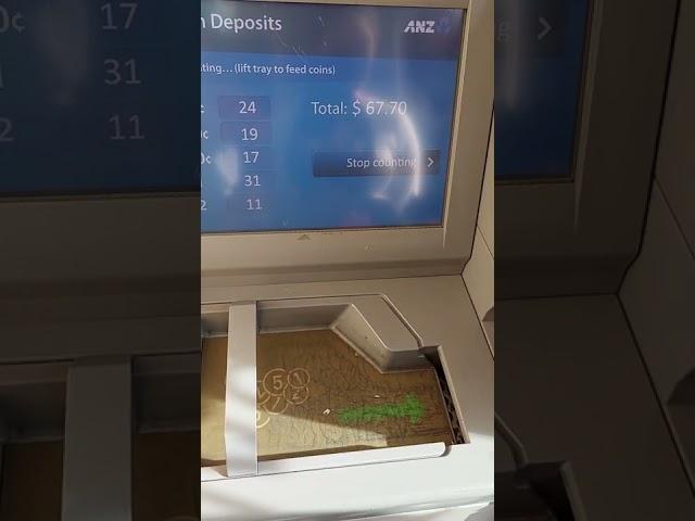 Deposit coins money at ATM machine