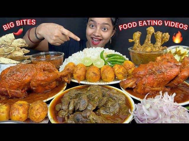 2 BIG WHOLE CHICKEN CURRY  LIVER MASALA CURRY, FRIED EGG WITH RICE EATING  EATING VIDEOS  FOOD️