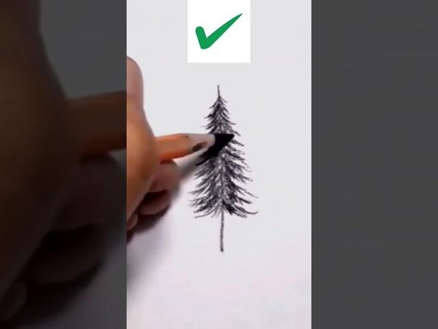 Right way to draw Pine Tree #art #ytshorts #shorts #short