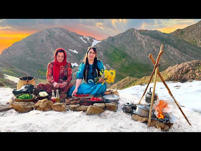 SNOW in SUMMER - Cooking Iranian food in Harsh Mountain - Summer Adventure