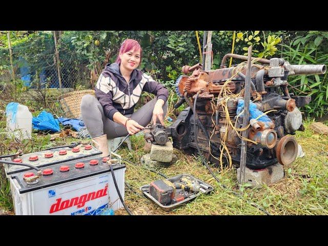 The girl repaired and restored the 4102 car engine for her neighbor.