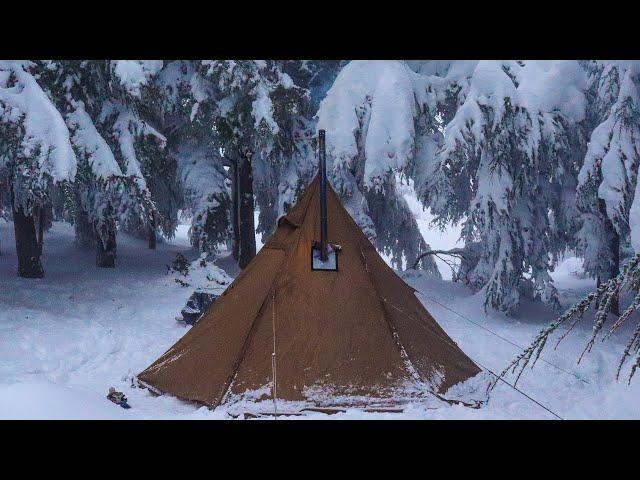 Hot Tent Camping In Snow & Heavy Rain Video Compilation