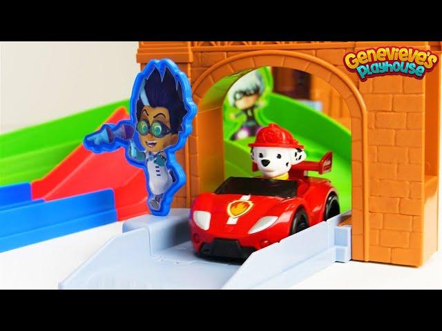 PJ Masks and Paw Patrol toy Racing Video!