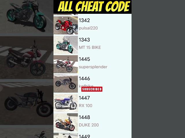 Indian Bike Cars Driving 3D All Cheat Code #shorts #indianbikedriving3d #cheatcodes