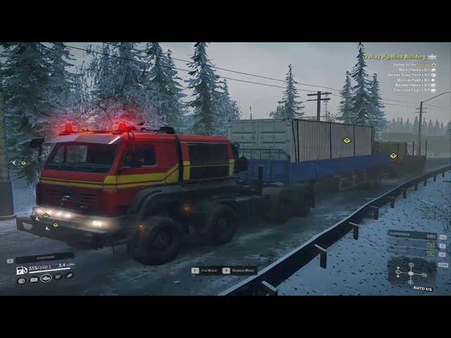 Valley Pipeline Building in Alaska Snowrunner Gameplay with pc Game Over