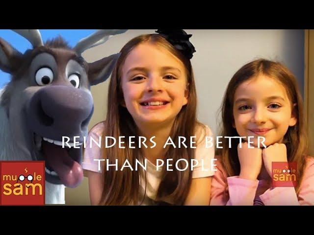 Sophia and Bella Singing REINDEERS ARE BETTER THAN PEOPLE (Frozen Cover) Live A Capella on Mugglesam