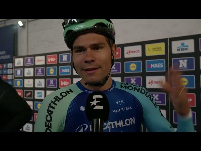 Stefan Bissegger - Interview at the start - Omloop Het Nieuwsblad 2025