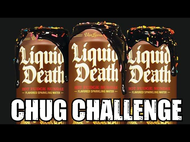 Liquid Death Hot Fudge Sundae Sparkling Water Chug Challenge