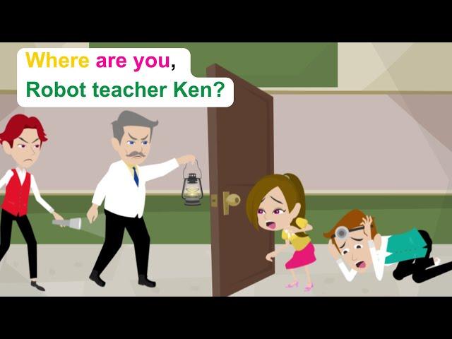 Ella helps Robot teacher Ken escape - English Funny Animated Story - Ella English