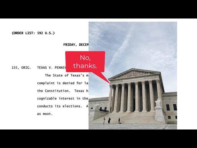 Why did the Supreme Court reject the Texas v Pennsylvania lawsuit for lack of standing?