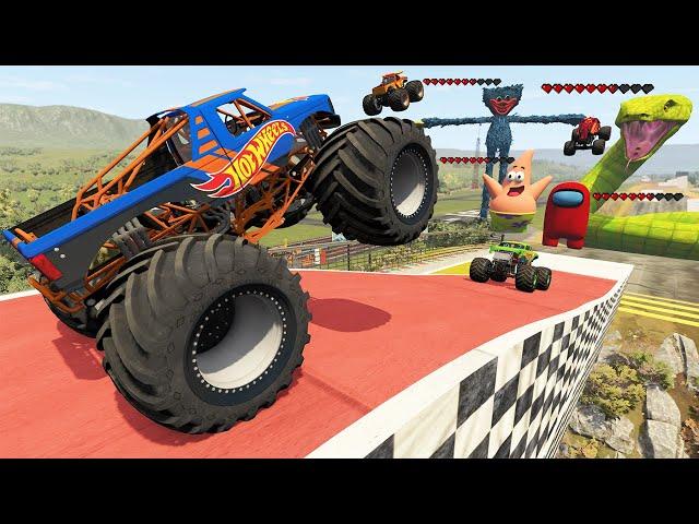 Monster Truck Madness LIVE | Long Jumps and Crashes | BeamNG Drive - Griff's Garage