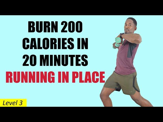 Burn 200 Calories in 20 Minutes Running In Place with Dumbbells