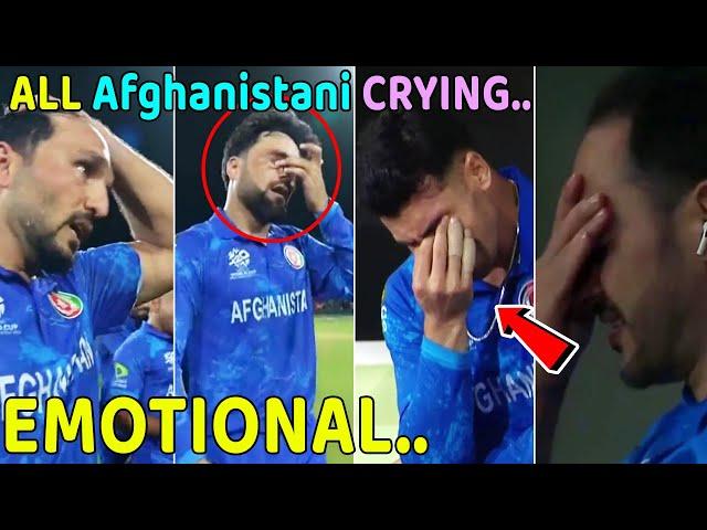 Afghanistan players crying after reaching semi finale Rashid Khan, Gurbaz  emotional