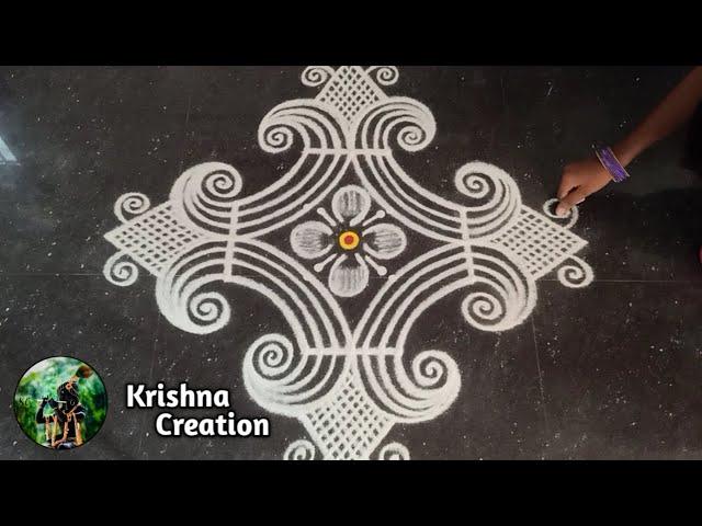 Easy Padi Kolam Design with 4x2x2 dots | Simple Padi Kolam | Beautiful Rangoli | Padi kolam Muggulu