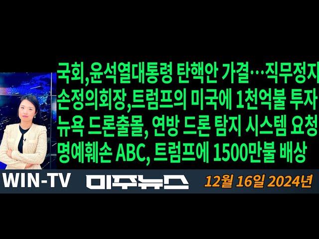 비만치료제 메디케어 혜택 전망[ WIN-TV 미주뉴스 12-16]한인 뷰티업주, 좀도둑 쫓아가다 범인 차에 사망,원숭이 보려다 ‘날벼락’,매디슨 기독학교 총격, 탄핵소추안 가결