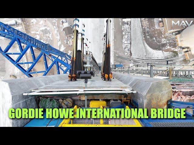 Gordie Howe International Bridge [4K] Survol du site du pont canadien et américain