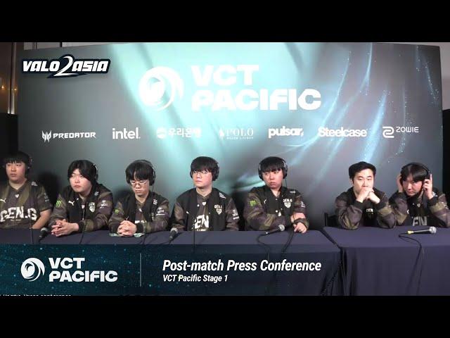Gen.G (PRX vs. GEN) VCT Pacific Stage 1 Grand Finals Post-match Press Conference