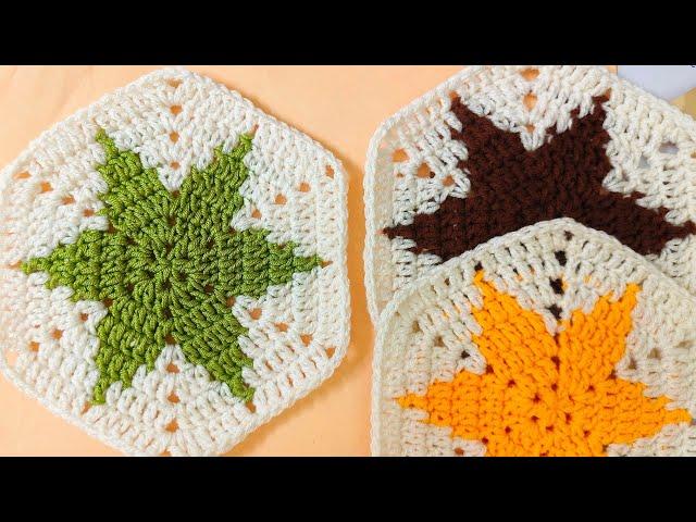 How to Crochet PerfectStar Hexagon For Blankets And Throws Tutorial For Beginners @sara1111