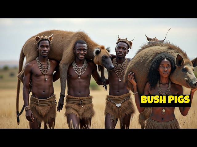 WILD Bush Pigs Hunting Adventure with Ancient Hadzabe Tribe!