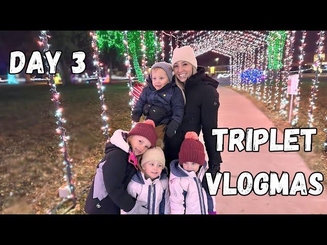 Triplets first time walking through Christmas Lights! Vlogmas Day 3!