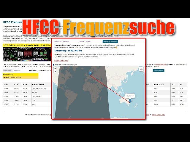 HFCC Frequenzsuche für Kurzwelle  Entfernungsmesser ► Frequency search for shortwave listeners