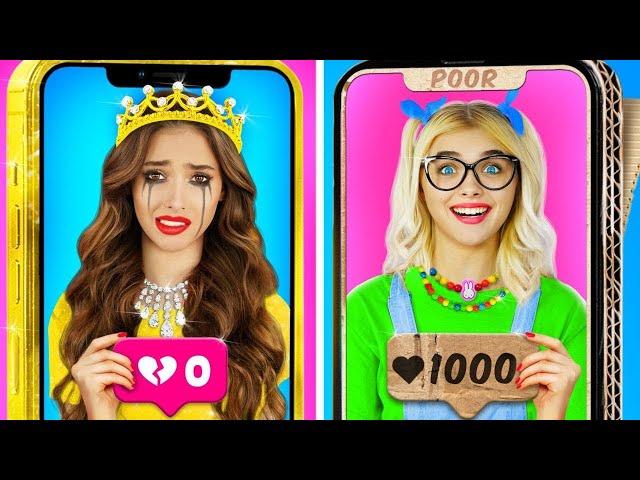 ESTUDIANTE RICO IMPOPULAR VS POPULAR POBRE | Chica Afortunada VS Desafortunada por RATATA BOOM